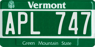 VT license plate APL747