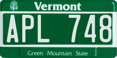 VT license plate APL748