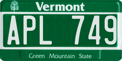 VT license plate APL749
