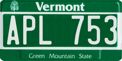 VT license plate APL753