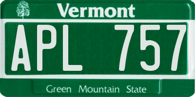 VT license plate APL757