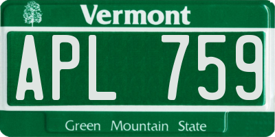 VT license plate APL759