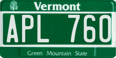 VT license plate APL760