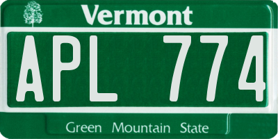VT license plate APL774