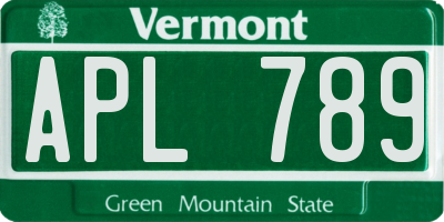 VT license plate APL789