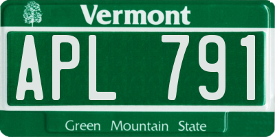VT license plate APL791