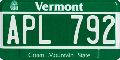 VT license plate APL792