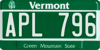 VT license plate APL796