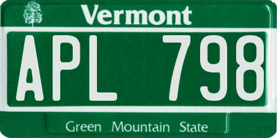 VT license plate APL798
