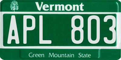 VT license plate APL803