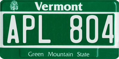 VT license plate APL804