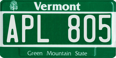 VT license plate APL805