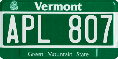 VT license plate APL807