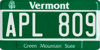 VT license plate APL809