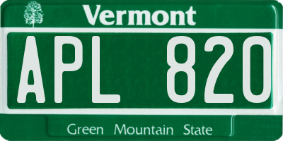 VT license plate APL820
