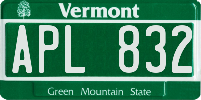 VT license plate APL832