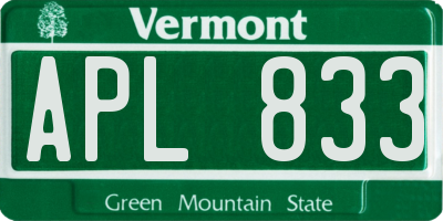 VT license plate APL833