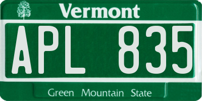 VT license plate APL835