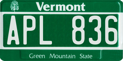 VT license plate APL836