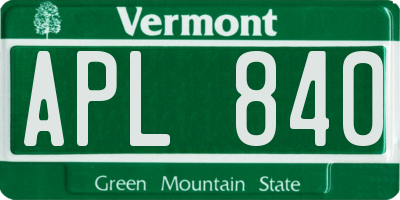 VT license plate APL840