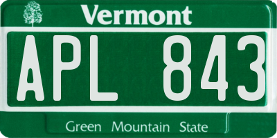 VT license plate APL843