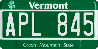VT license plate APL845