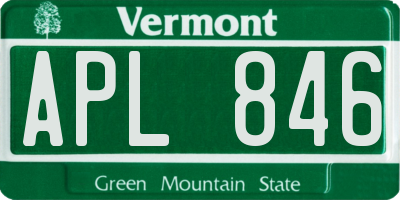 VT license plate APL846