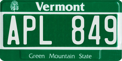 VT license plate APL849