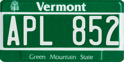 VT license plate APL852