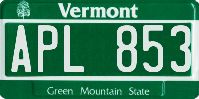VT license plate APL853