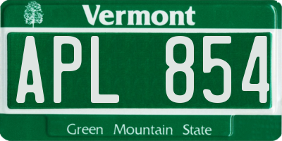 VT license plate APL854