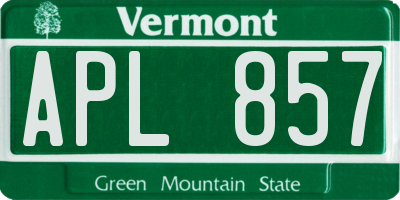 VT license plate APL857