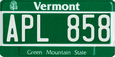 VT license plate APL858