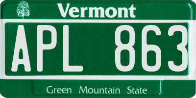 VT license plate APL863