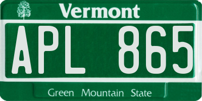 VT license plate APL865