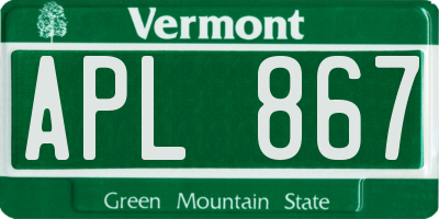 VT license plate APL867