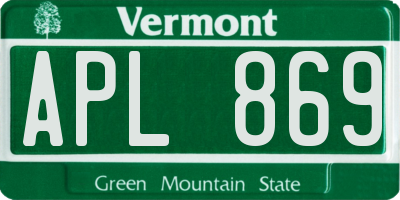 VT license plate APL869