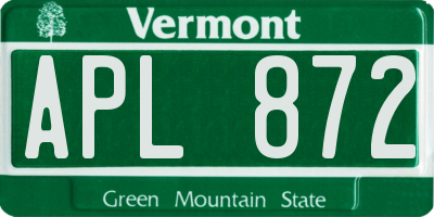 VT license plate APL872