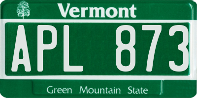 VT license plate APL873