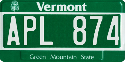 VT license plate APL874