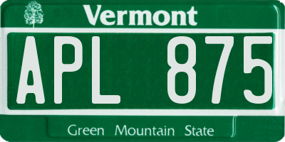 VT license plate APL875