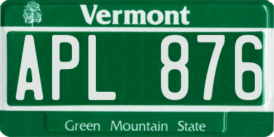 VT license plate APL876