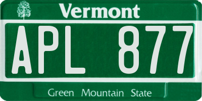 VT license plate APL877