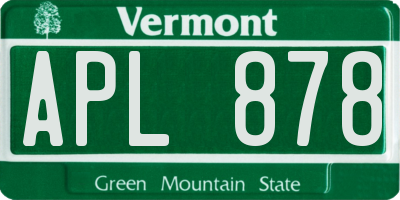 VT license plate APL878