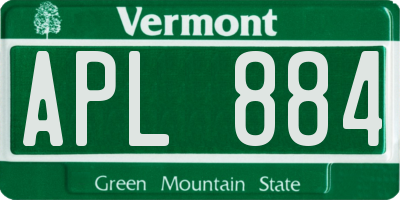 VT license plate APL884
