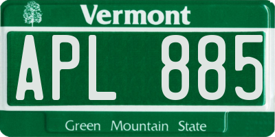 VT license plate APL885