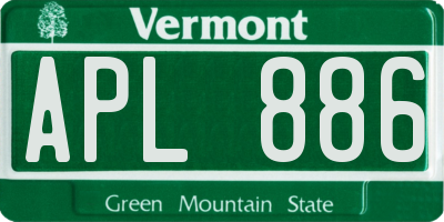 VT license plate APL886