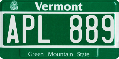 VT license plate APL889