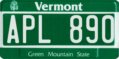 VT license plate APL890