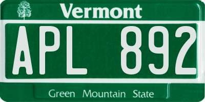 VT license plate APL892